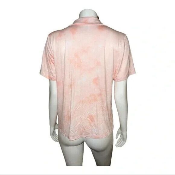 INC Women s Pink Tie-Dye Button Down Top Pajama Shirt Medium NWT - Picture 2 of 7